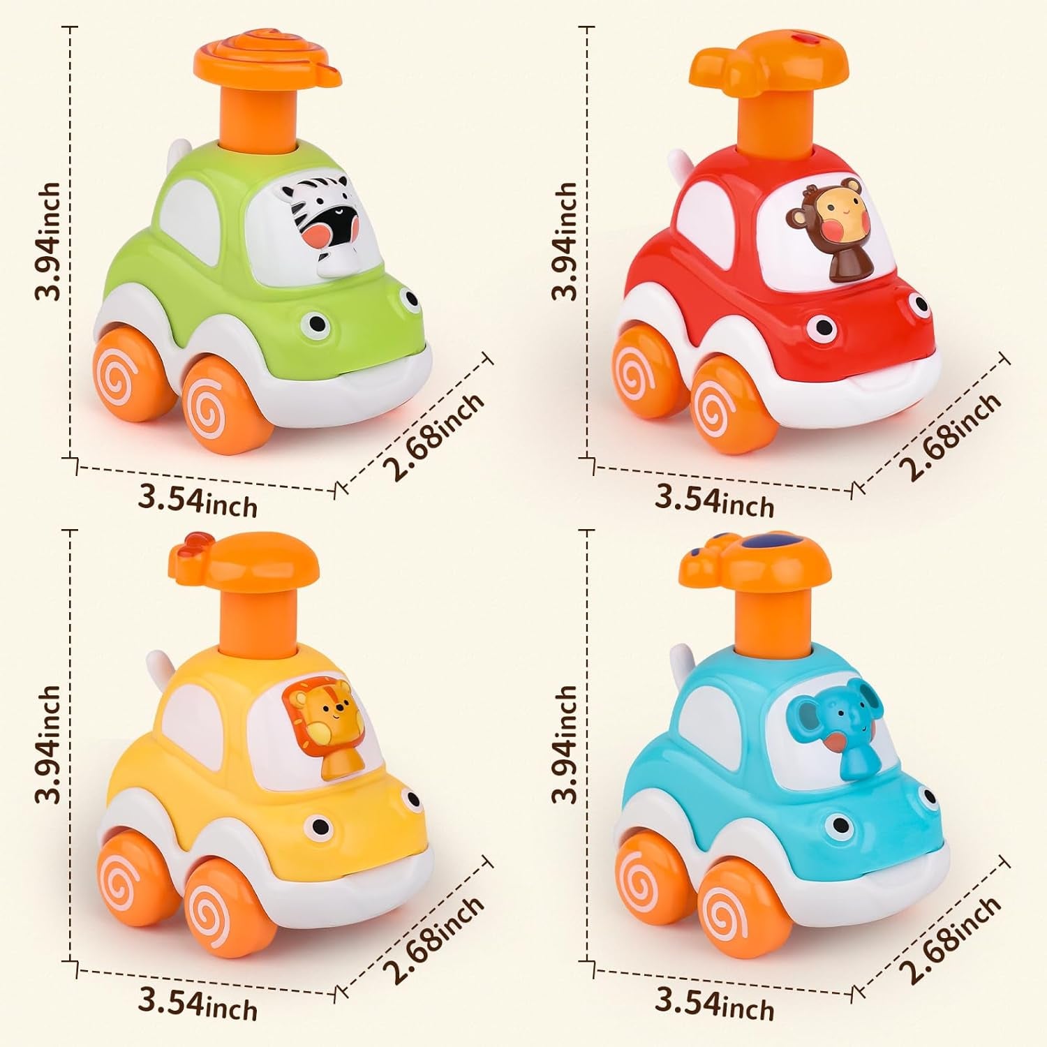 Amy&Benton Toddler Toy Cars Baby Toy Cars Press and Go Cars for Toddlers 1-3 Animal Cars Toy Cars for Boys 1 Year Old 1St Birthday Gifts 1-2 Years Old Boys Push Go Car Toys for 6-9-12-18 Months