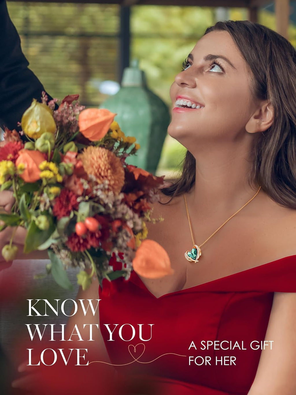 Christmas Gifts for Women，Love Heart Pendant Necklaces for Women, Silver Tone Rose Gold Tone Birthstone Jewelry Gifts for Wife Her