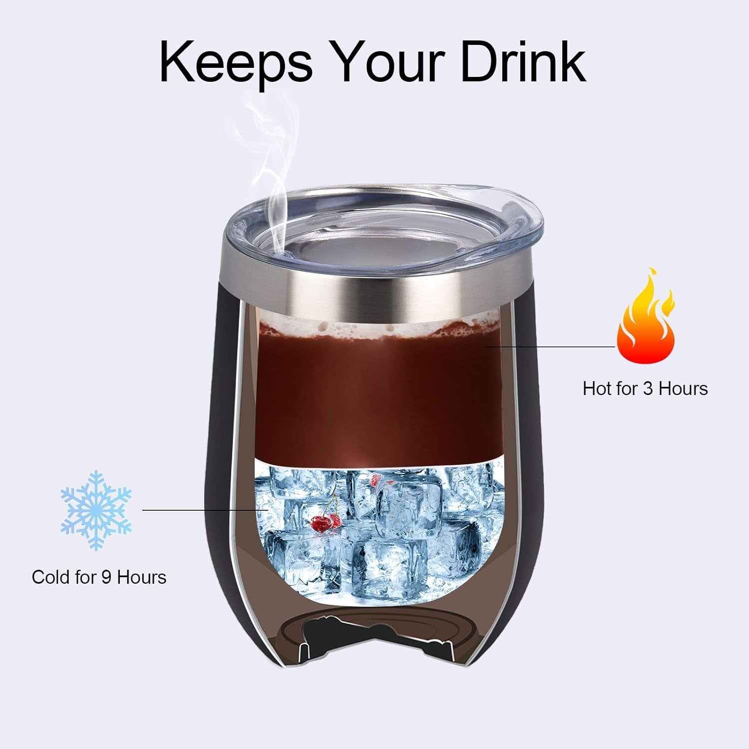 4 Pack 12Oz Stainless Steel Stemless Wine Glasses, Insulated Wine Tumbler, Stainless Steel Wine Tumbler Cups with Lids and Straws for Coffee, Cocktails, Wine, Champaign, Black…