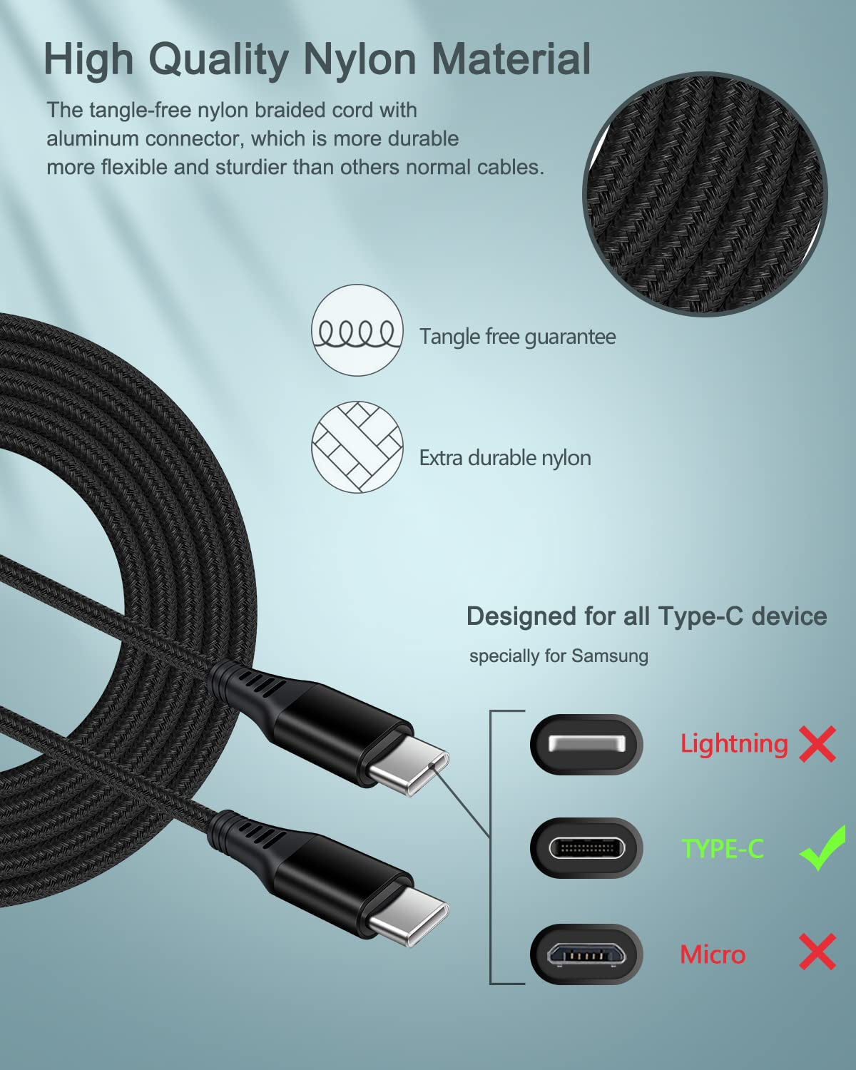 Iphone 17 USB Type C Cable for Apple Iphone 16E/16/15 Plus/17 Pro Max, 6Ft Fast Charging Android Type C to C Cable for Samsung Galaxy A17 A16 A15 S25, Google Pixel 9A 10 Pro XL Android USBC Cord