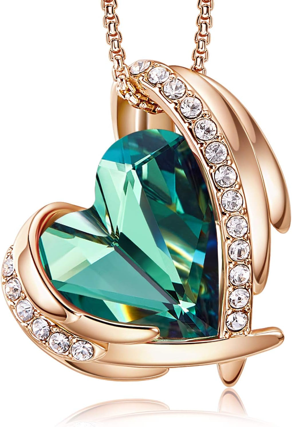 Christmas Gifts for Women，Love Heart Pendant Necklaces for Women, Silver Tone Rose Gold Tone Birthstone Jewelry Gifts for Wife Her