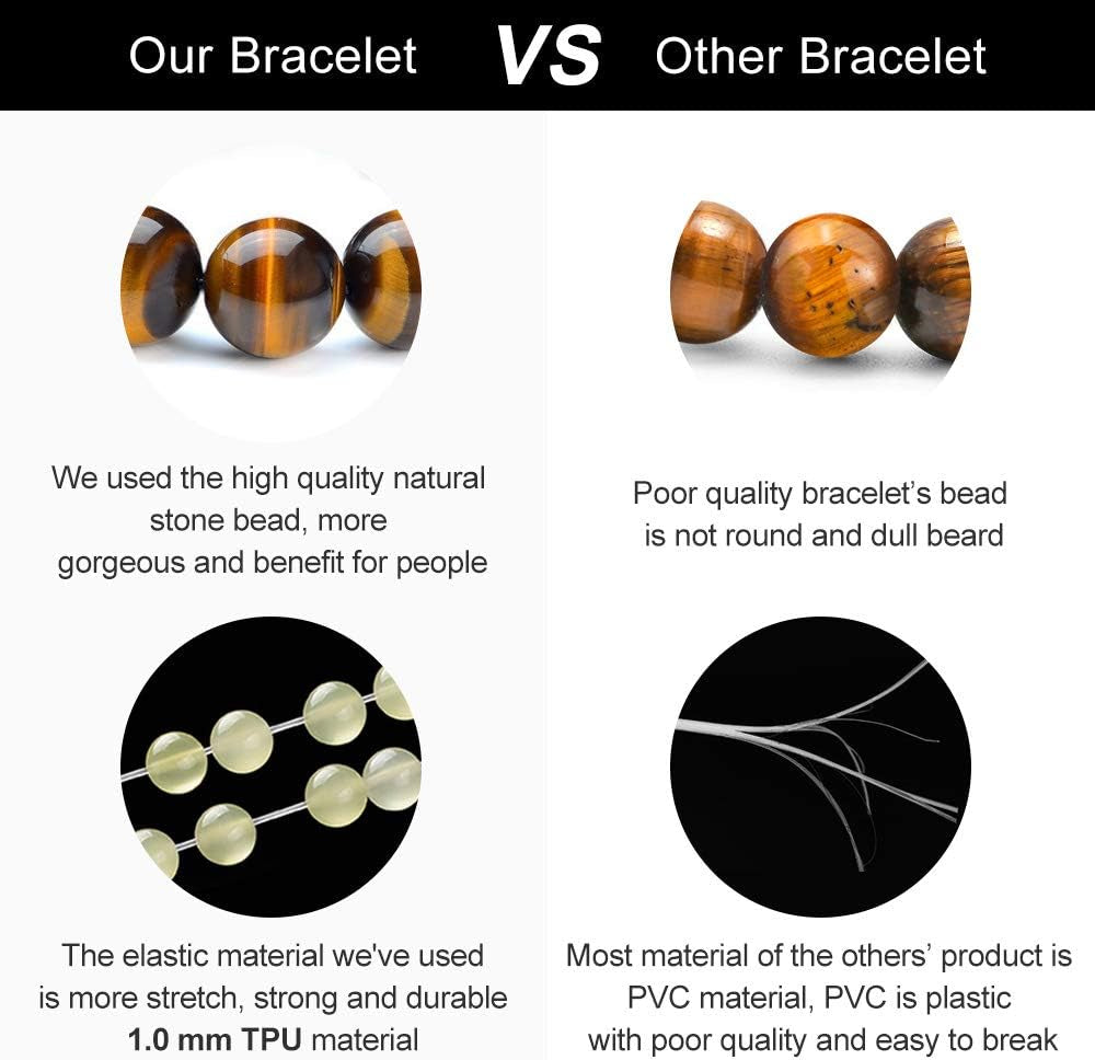 Beaded Bracelets for Mens Gifts - Natural Stone 8Mm Tiger Eye Matte Agate Lava Rock Bracelets for Men Teen Boys Birthday Anniversary Christmas Gifts for Men Teens Grandpa