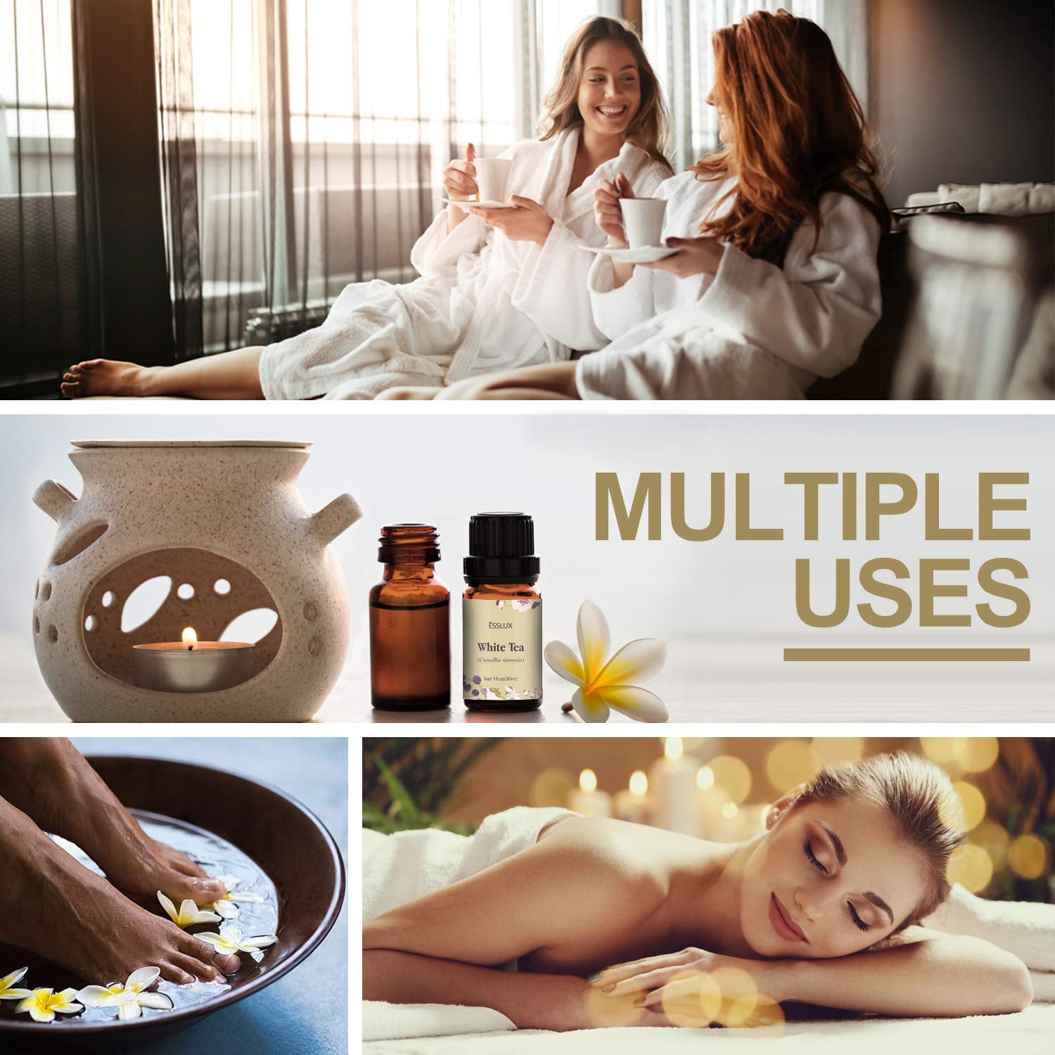 White Tea Essential Oil,  Aromatherapy Essential Oils for Diffuser, Massage, Soap, Candle Making, Home Fragrance, 30 Ml