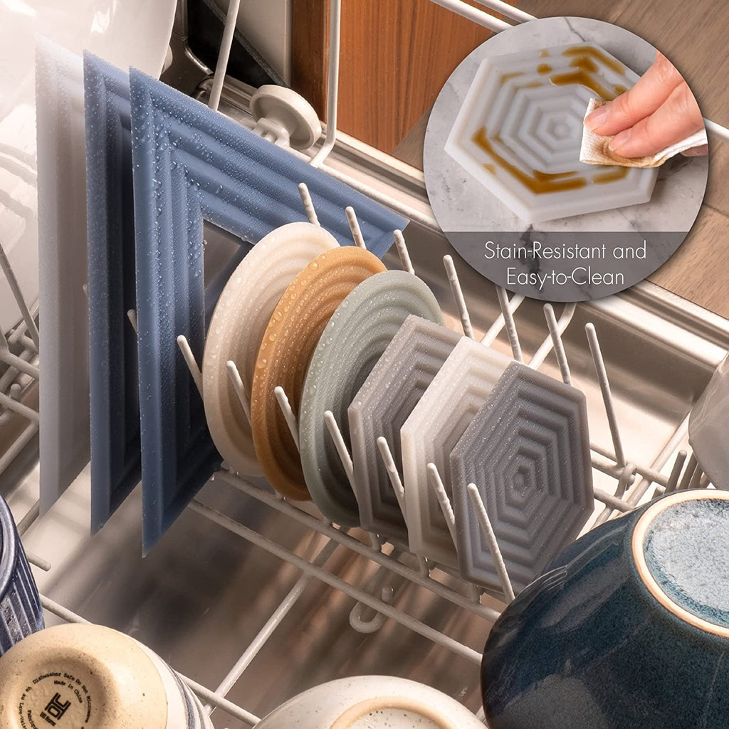 Extra Thick Silicone Coasters (As Seen in Nytimes Wirecutter) Waterproof Anti-Stain Heat-Safe Dishwasher-Safe Degrē Coasters (Set of 6, Clay) Outdoor Rubber Mid-Century Modern