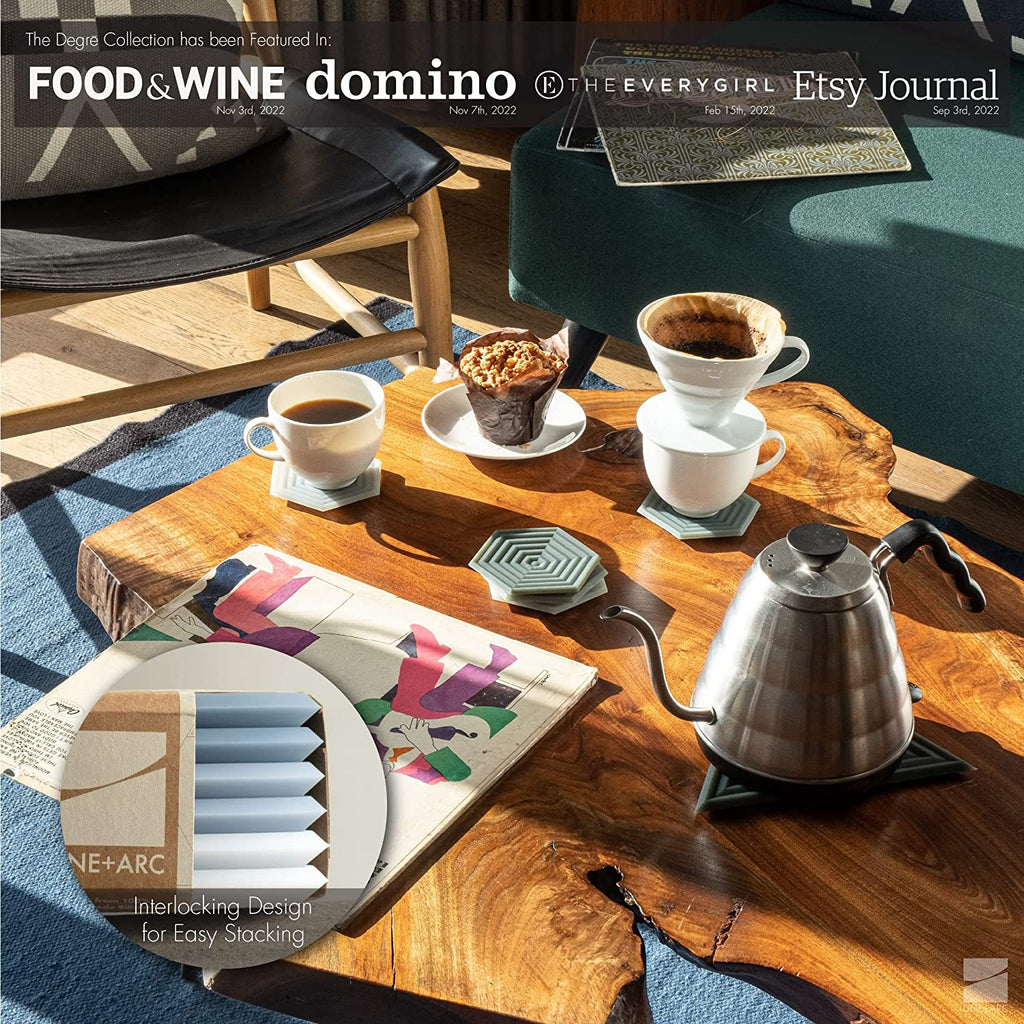 Extra Thick Silicone Coasters (As Seen in Nytimes Wirecutter) Waterproof Anti-Stain Heat-Safe Dishwasher-Safe Degrē Coasters (Set of 6, Clay) Outdoor Rubber Mid-Century Modern