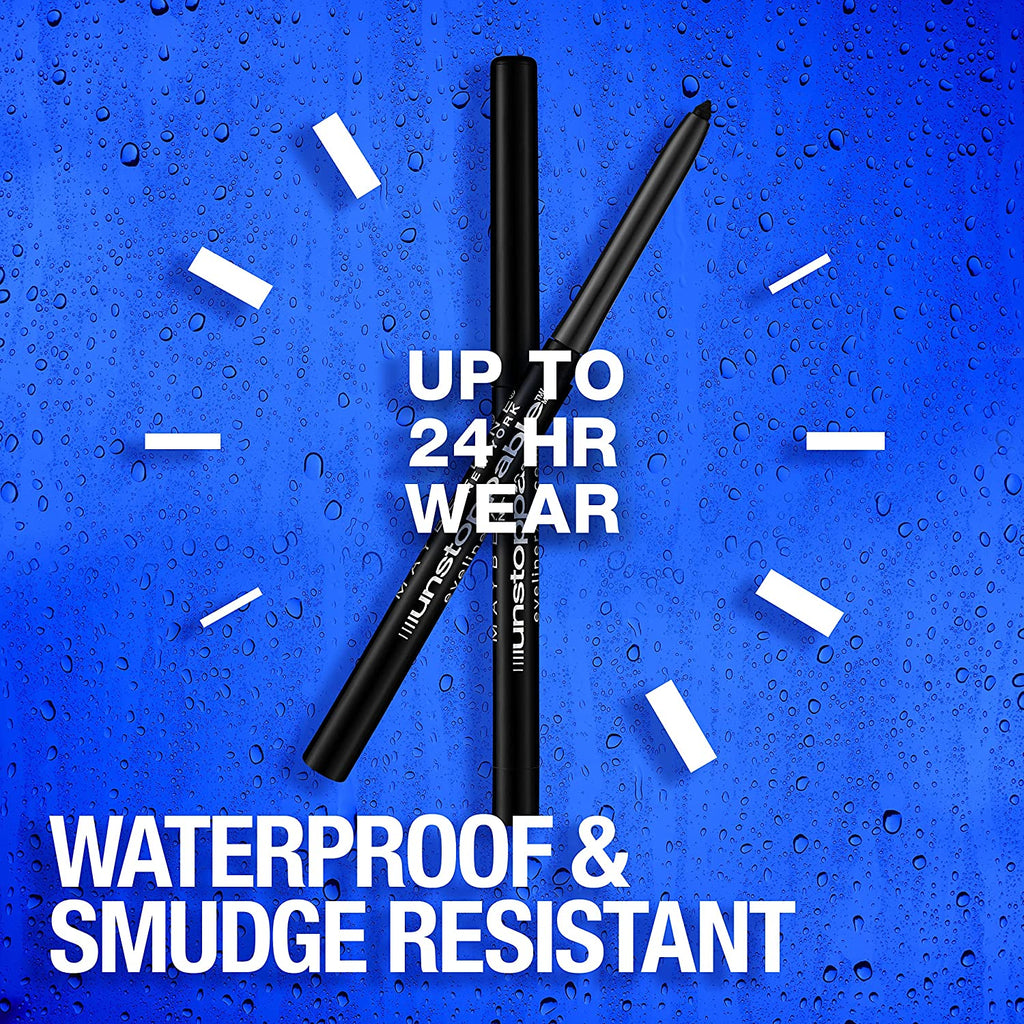 Unstoppable Waterproof Mechanical Black Eyeliner Pencil, Easy to Apply, Smooth Glide, up to 24 Hour Wear, Onyx