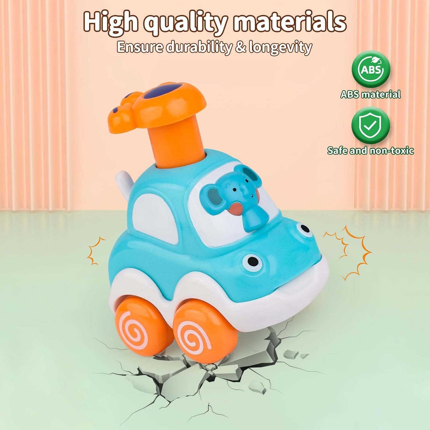 Amy&Benton Toddler Toy Cars Baby Toy Cars Press and Go Cars for Toddlers 1-3 Animal Cars Toy Cars for Boys 1 Year Old 1St Birthday Gifts 1-2 Years Old Boys Push Go Car Toys for 6-9-12-18 Months