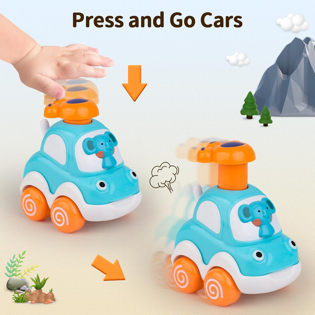 Amy&Benton Toddler Toy Cars Baby Toy Cars Press and Go Cars for Toddlers 1-3 Animal Cars Toy Cars for Boys 1 Year Old 1St Birthday Gifts 1-2 Years Old Boys Push Go Car Toys for 6-9-12-18 Months