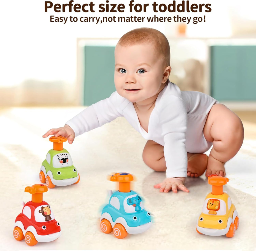 Amy&Benton Toddler Toy Cars Baby Toy Cars Press and Go Cars for Toddlers 1-3 Animal Cars Toy Cars for Boys 1 Year Old 1St Birthday Gifts 1-2 Years Old Boys Push Go Car Toys for 6-9-12-18 Months