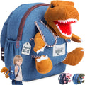 【Upgraded】 Toddler Backpack with Detachable Dinosaur Toy for Boys | Side & Inner Pockets, Reflective Logo | Dinosaur Backpack for Kids 3-5
