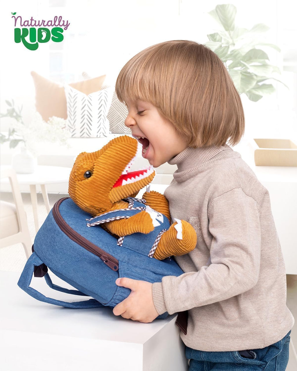 【Upgraded】 Toddler Backpack with Detachable Dinosaur Toy for Boys | Side & Inner Pockets, Reflective Logo | Dinosaur Backpack for Kids 3-5