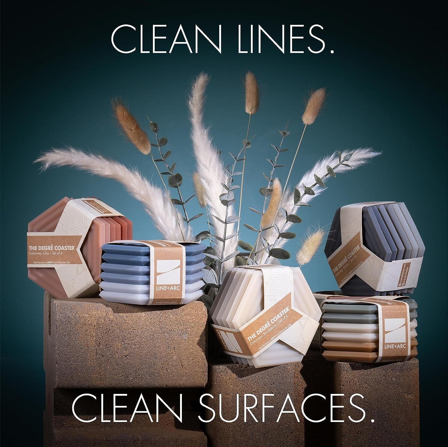 Extra Thick Silicone Coasters (As Seen in Nytimes Wirecutter) Waterproof Anti-Stain Heat-Safe Dishwasher-Safe Degrē Coasters (Set of 6, Clay) Outdoor Rubber Mid-Century Modern