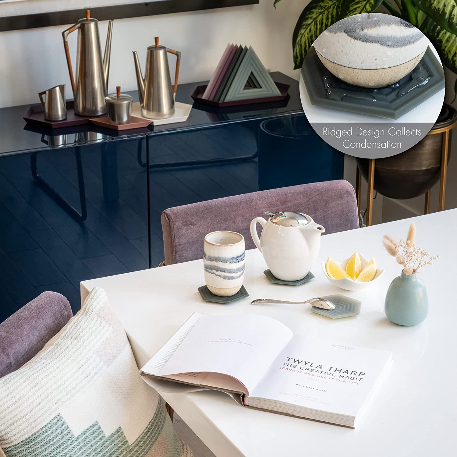 Extra Thick Silicone Coasters (As Seen in Nytimes Wirecutter) Waterproof Anti-Stain Heat-Safe Dishwasher-Safe Degrē Coasters (Set of 6, Clay) Outdoor Rubber Mid-Century Modern