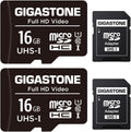 16GB Micro SD Card 2-Pack, FHD Video, Surveillance Security Cam Action Camera Drone, 85Mb/S Micro SDHC UHS-I U1 Class 10