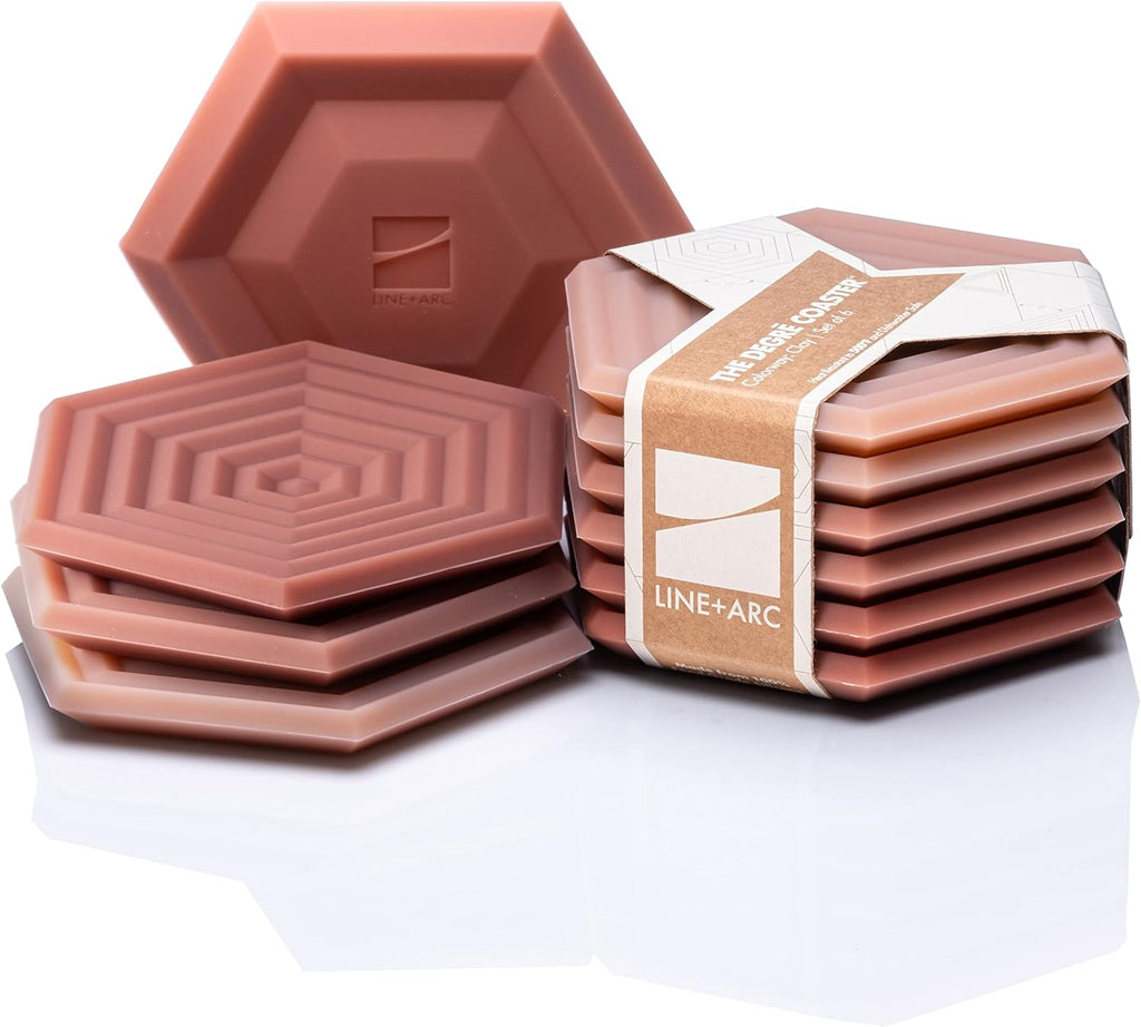 Extra Thick Silicone Coasters (As Seen in Nytimes Wirecutter) Waterproof Anti-Stain Heat-Safe Dishwasher-Safe Degrē Coasters (Set of 6, Clay) Outdoor Rubber Mid-Century Modern